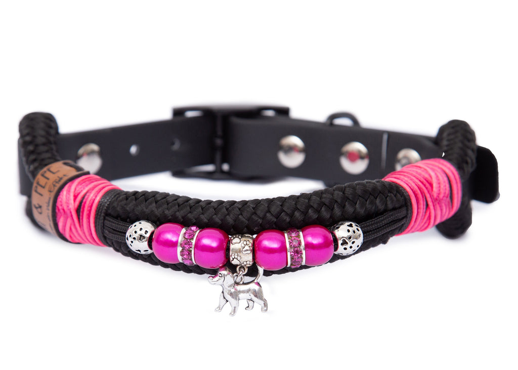 Tauhalsband für Hunde mit Perlen, Modell Leo Pink, in verschiedenen Größen für große und kleine Hunde