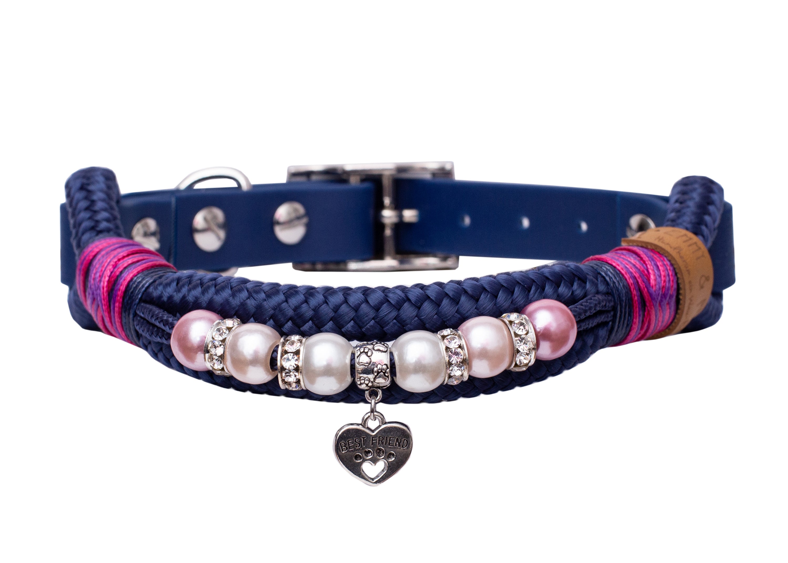 Tauhalsband mit Perlen, Modell Lilian, dunkelblau, in verschiedenen Größen XL (59-69cm) 
