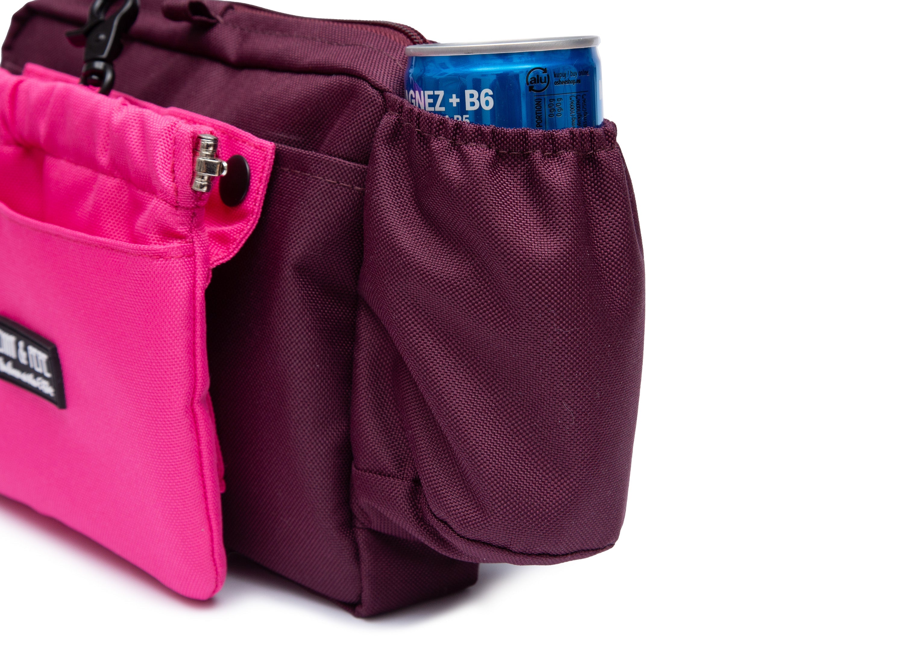 Wau-Pack große Gassitasche, Modell  Pink Berry, Gurtlängen S (60-85cm),M (80-110cm),L (100-145cm) - bei jedem Spaziergang alles dabei - mit Getränkehalterung