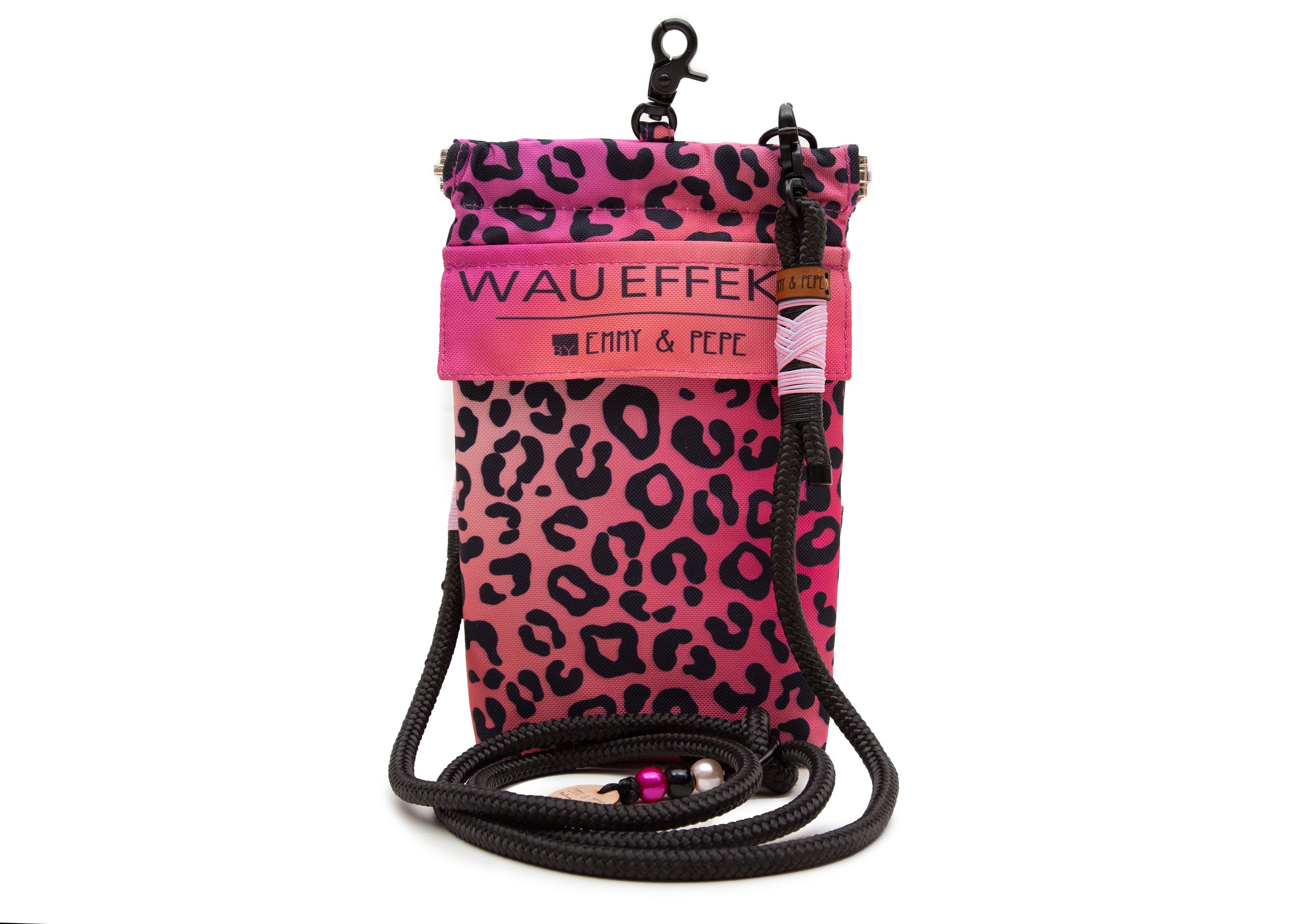 Wau-to-go Gassitasche, Modell  Leo Pink, pink mit Leomuster, mit praktischem Umhängegurt und vielen Fächern