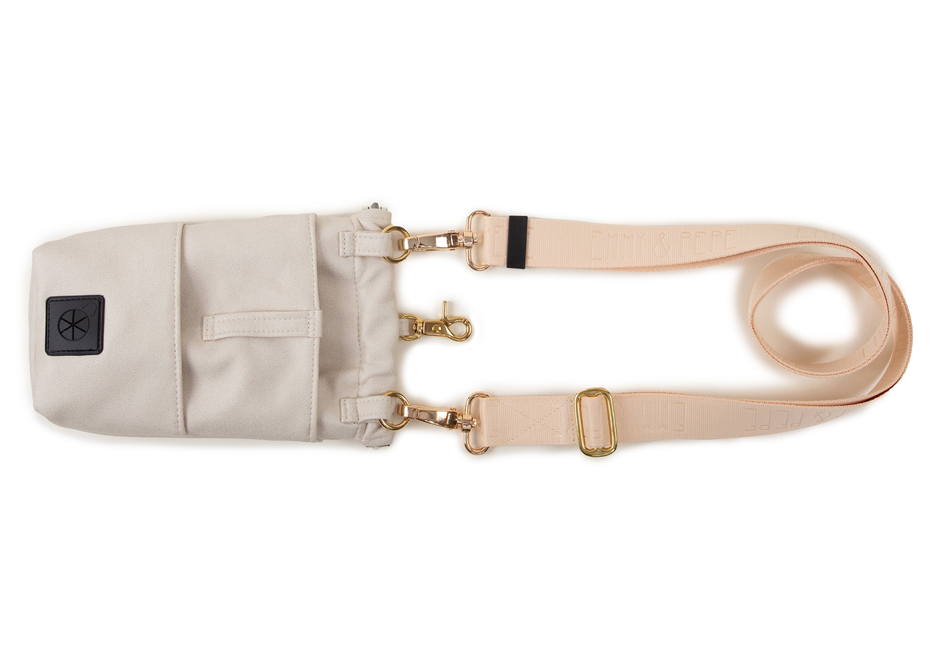 Wau-to-go Gassitasche, Modell  Wildleder Creme, praktisch zum Umhängen und mit vielen Fächern