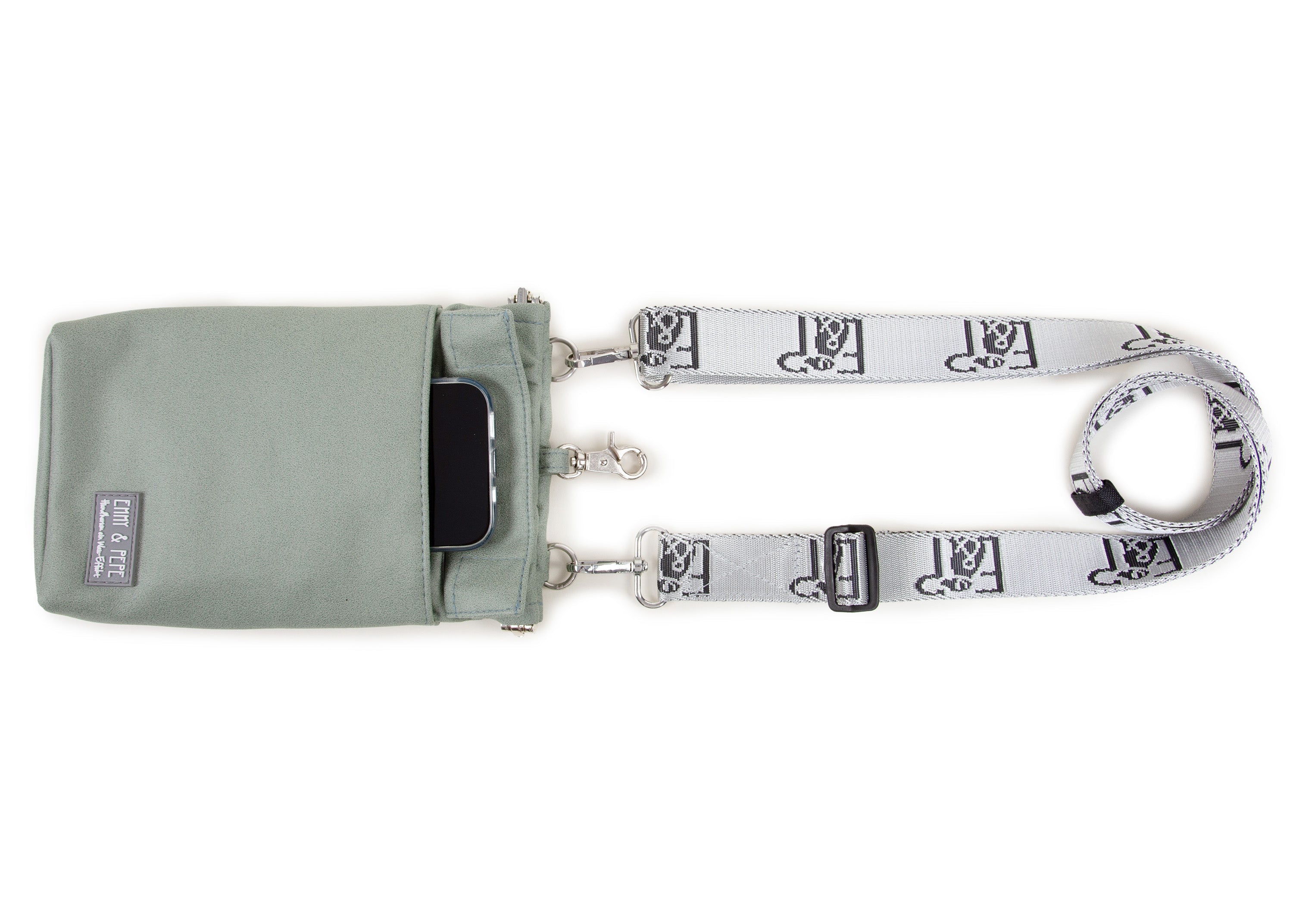 Wau-to-go Gassitasche, Modell  Wildleder Salbei, praktischer Umhängegurt und viele Fächer 