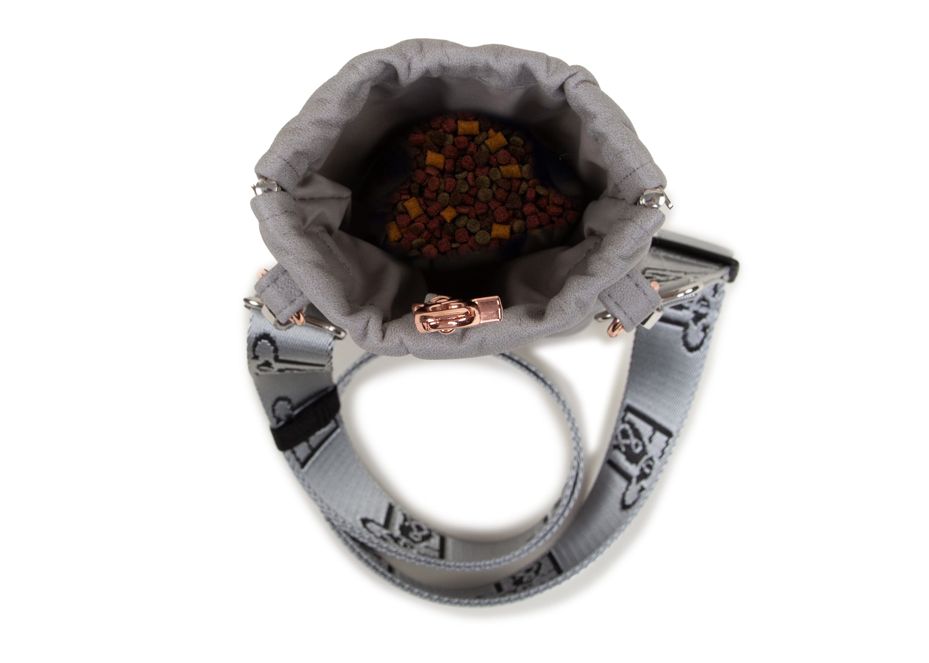 Wau-to-go Gassitasche, Modell Wildleder Silber, großes Leckerlifach