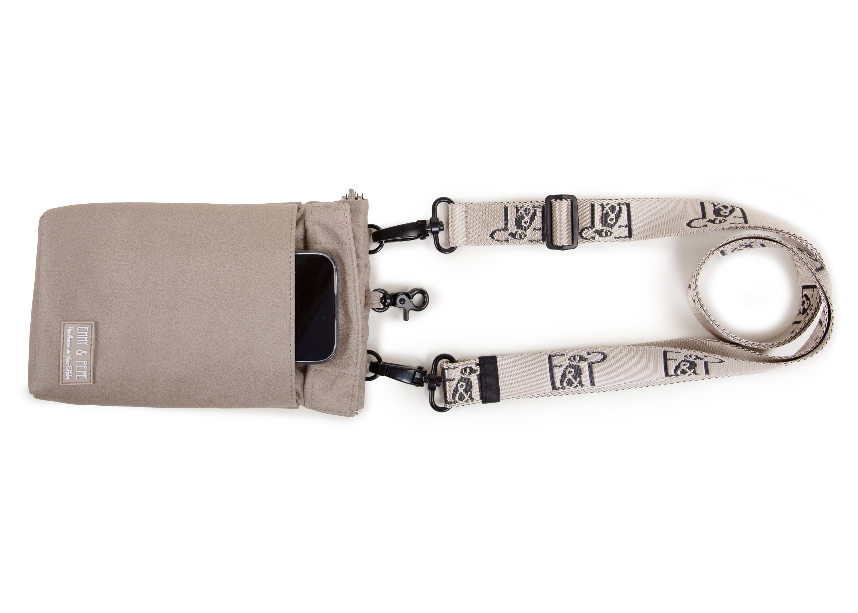 Wau-to-go Gassitasche, Model  Wildleder Taupe,  praktischer Umhängegurt und viele Fächer 