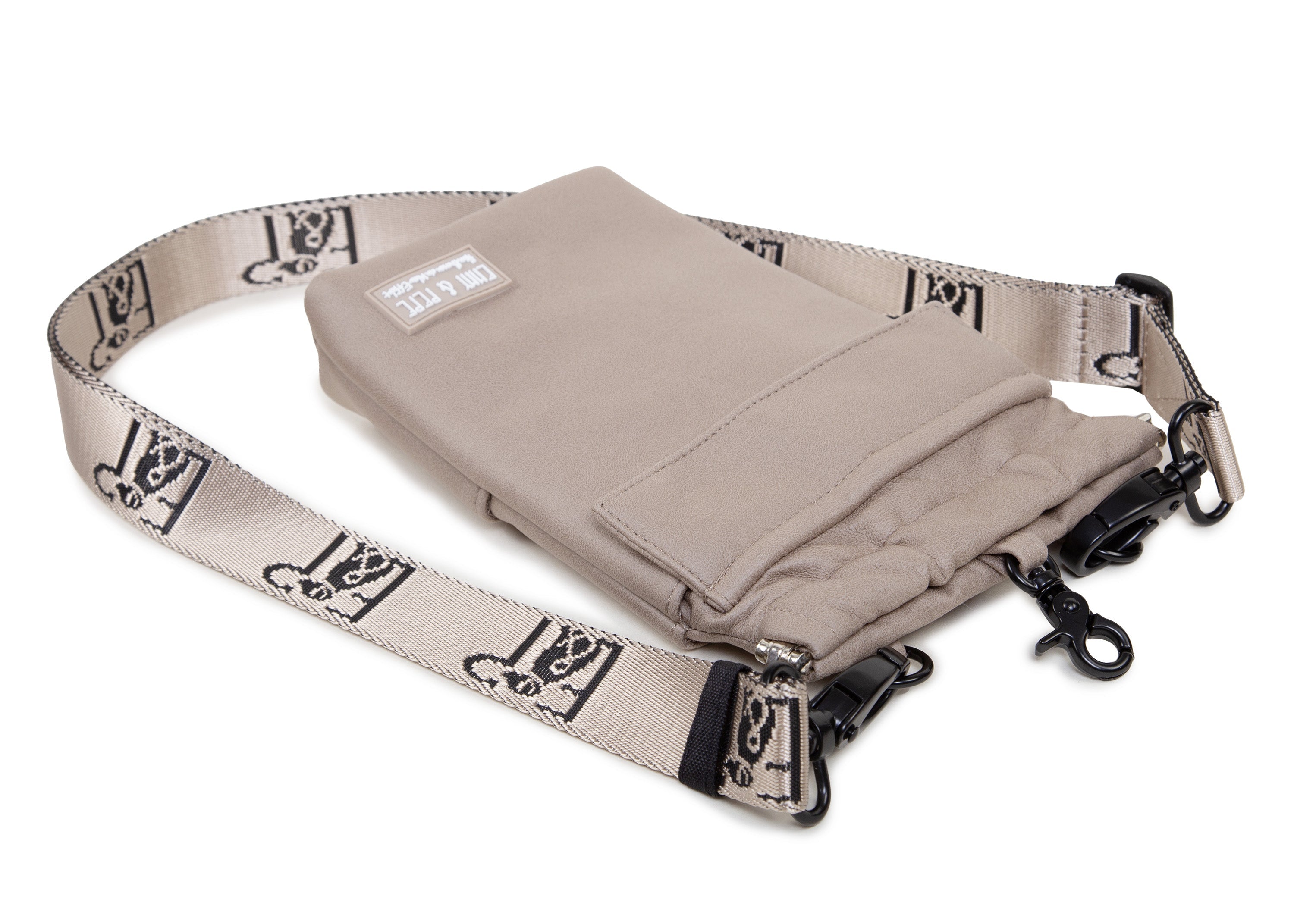 Wau-to-go Gassitasche, Modell  Wildleder Taupe, praktischer Umhängegurt und viele Fächer