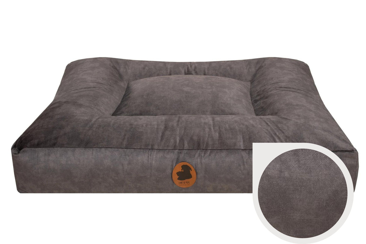 Wau-Bed orthopädisches Hundebett, Modell Pets Friendly, besonders robuster Stoff, Farbe: Dunkelgrau, Eckig, in verschiedenen Größen