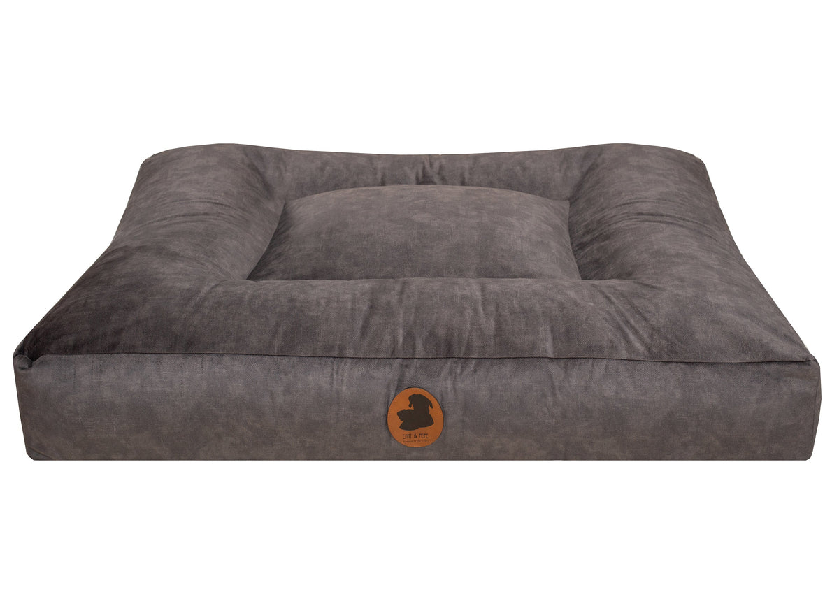 Wau-Bed orthopädisches Hundebett, Modell Pets Friendly, besonders robuster Stoff, Farbe: Dunkelgrau, Eckig, in verschiedenen Größen