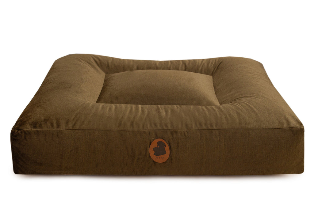 Wau-Bed orthopädisches Hundebett, Modell  Pets Friendly, besonders robuster Stoff, Farbe: Olive, Eckig, in verschiedenen Größen