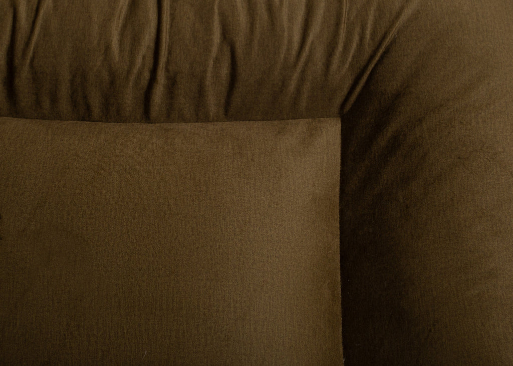 Wau-Bed orthopädisches Hundebett, Detailansicht Naht, Modell Pets Friendly, besonders robuster Stoff, Farbe: Olive