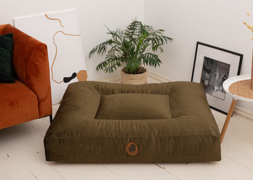 Wau-Bed orthopädisches Hundebett, Modell Pets Friendly, Olive, verschönert dein Zuhause und gibt deinem Hund einen angenehmen Schlafplatz