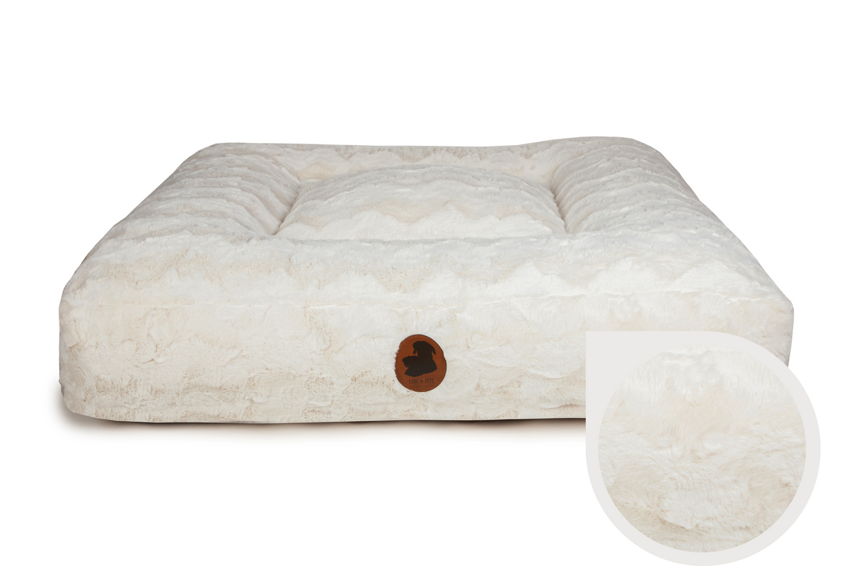 Wau-Bed orthopädisches Hundebett, Modell  Wild Wave Creme / Eckig, in verschiedenen Größen 