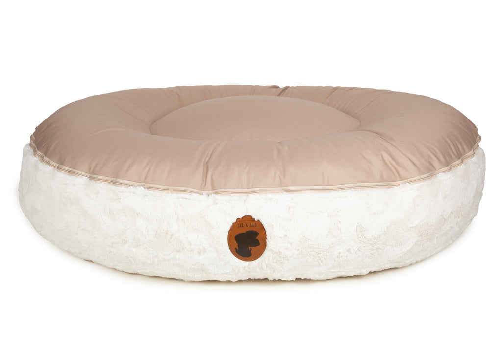 Wau-Bed orthopädisches Hundebett, Modell  Wild Wave Creme / Oval - mit kühlender Sommerseite und kuscheliger Winterseite