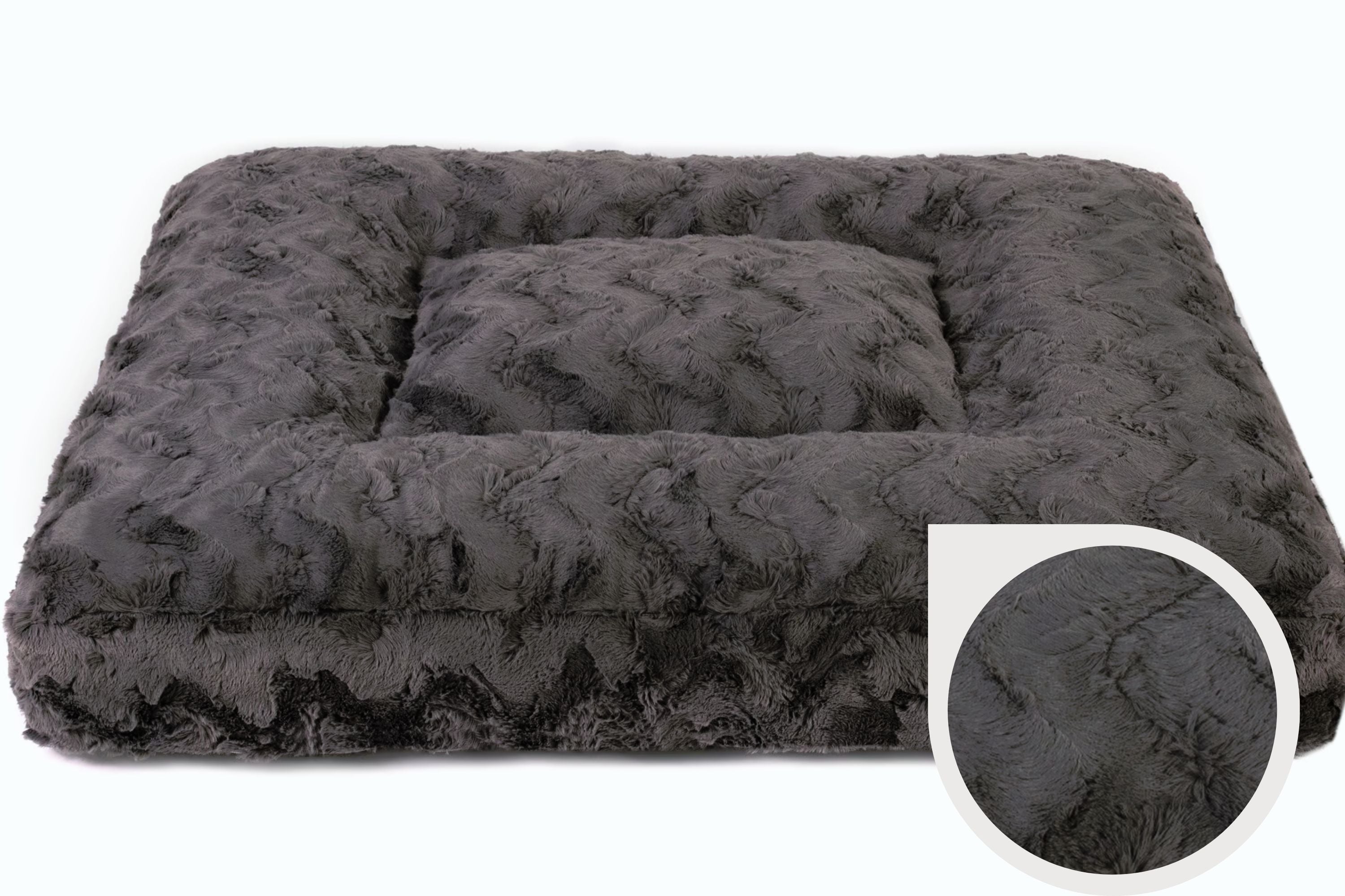Wau-Bed orthopädisches Hundebett, Modell  Wild Wave Dark Grey / Eckig / S (80x60cm),Dark Grey / Eckig / M (100x80cm),Dark Grey / Eckig / L (120x100cm),Dark Grey / Eckig / XL (140x120cm) Dark Slate Gray