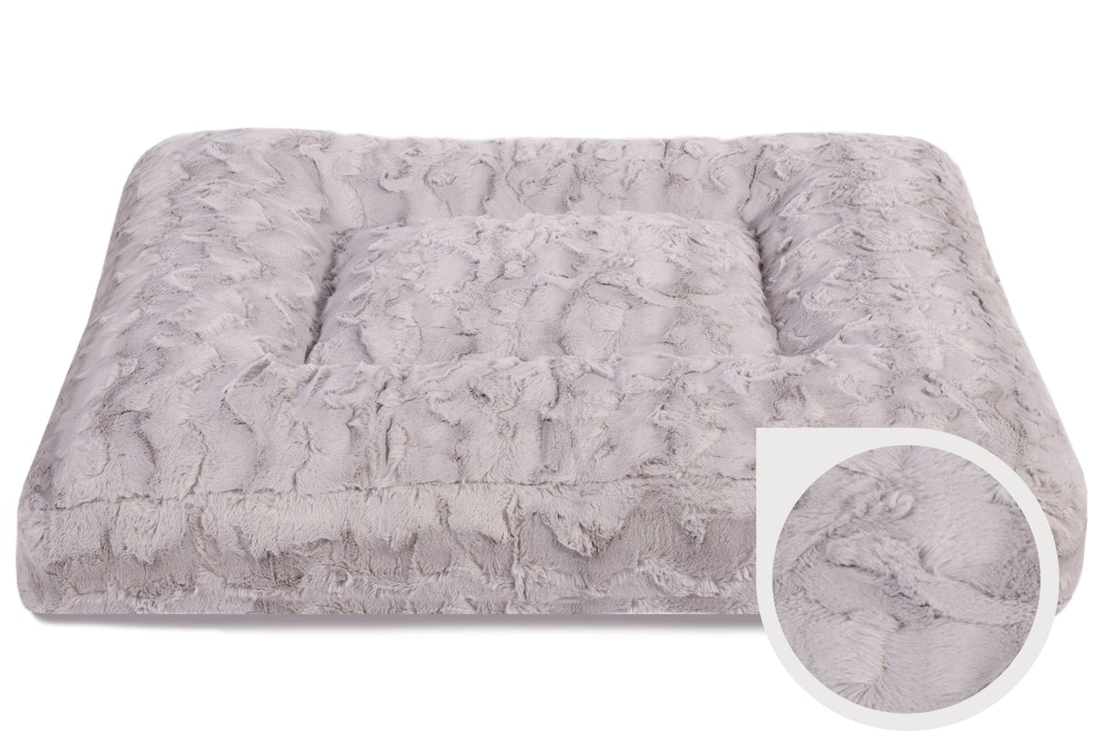 Wau-Bed orthopädisches Hundebett, Modell  Wild Wave Light Grey / Eckig, in verschiedenen Größen für große und kleine Hunde