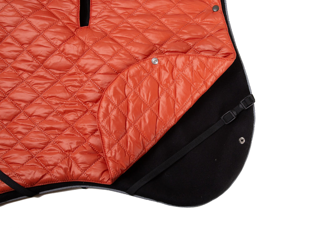 Wau-Coat 2 in 1 Hundemantel, Regen- und Wintermantel in einem, Modell Olive, Innenfutter Orange  - Innenfutter kann ganz einfach herausgenommen werden