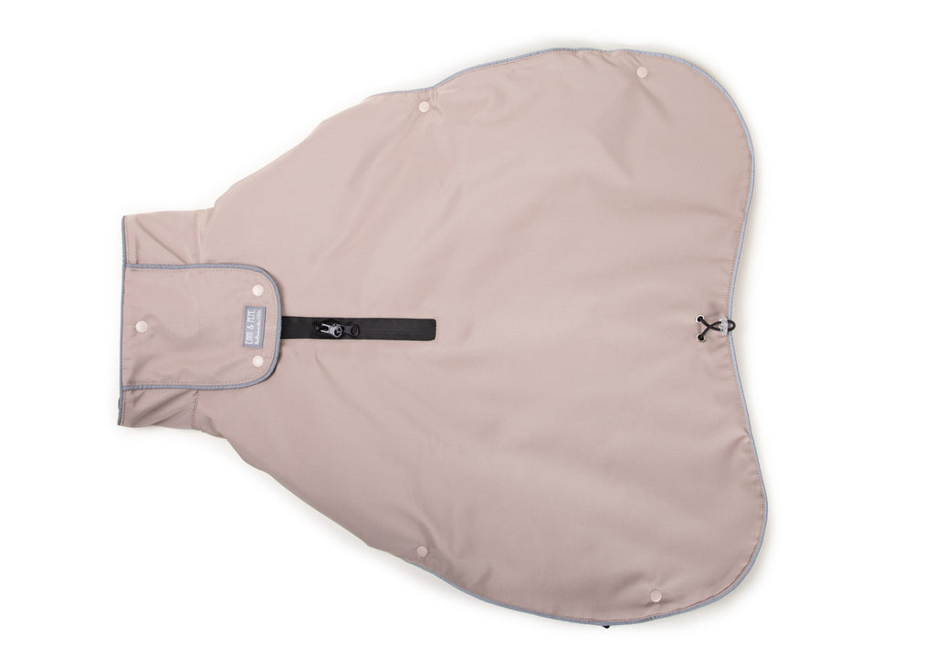 Wau-Coat Taupe, 2 in 1 Hundemantel für Regen und Kälte,