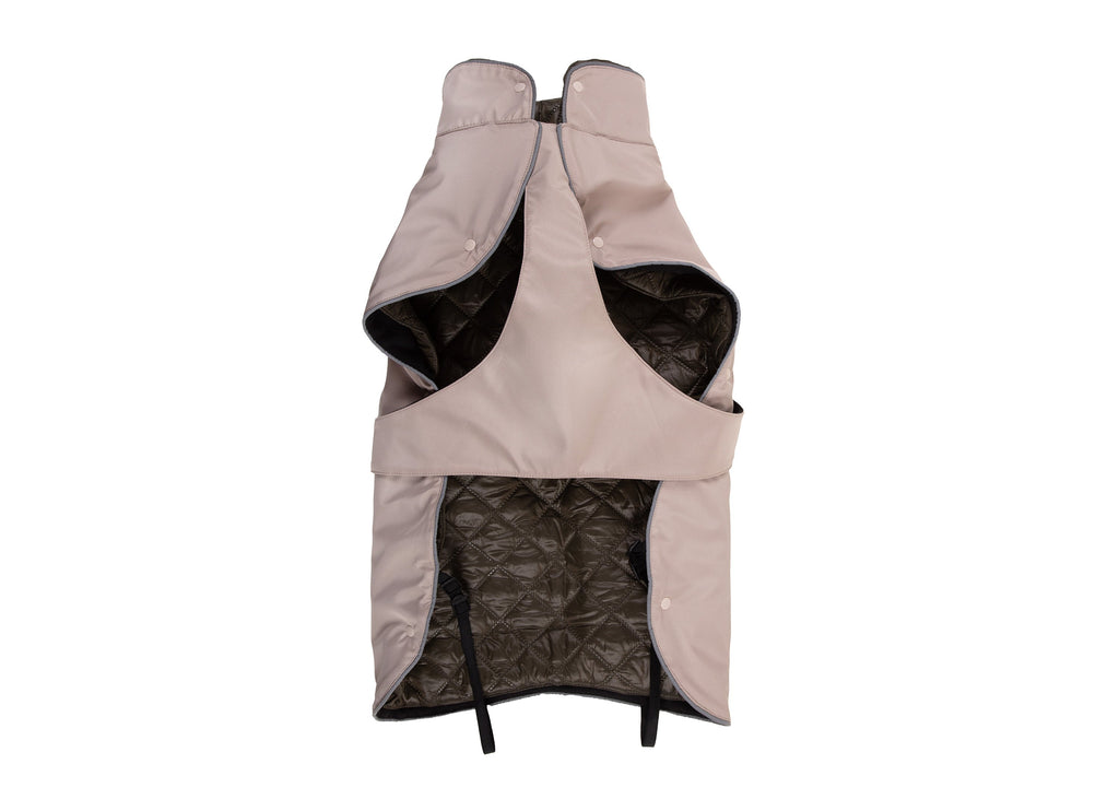 Wau-Coat Taupe, 2 in 1 Hundemantel für Regen und Kälte,