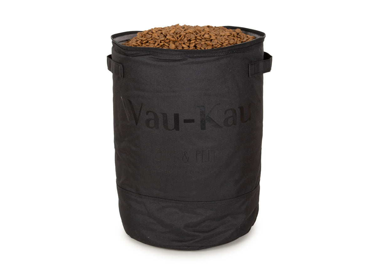 Wau-Kau Futtersack, Farbe Schwarz - praktische und hygienische Futteraufbewahrung