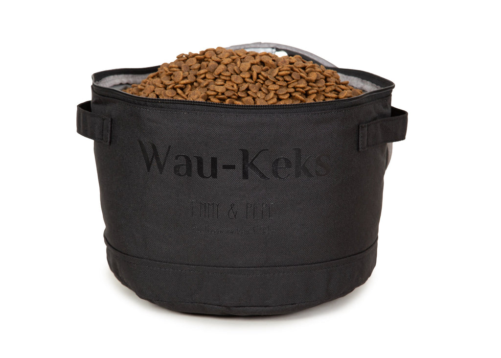 Wau-Keks Futtersack schwarz mit bis zu 6 Liter Fassungsvermögen