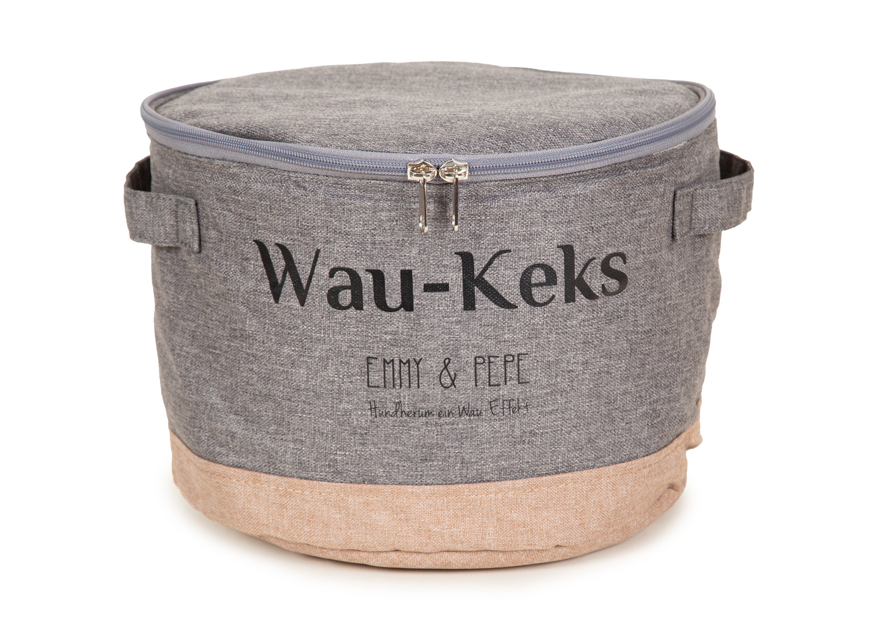 Wau-Keks Futtersack Taupe in Grau und Taupe zum Aufbewahren von Hundefutter und Leckerlis