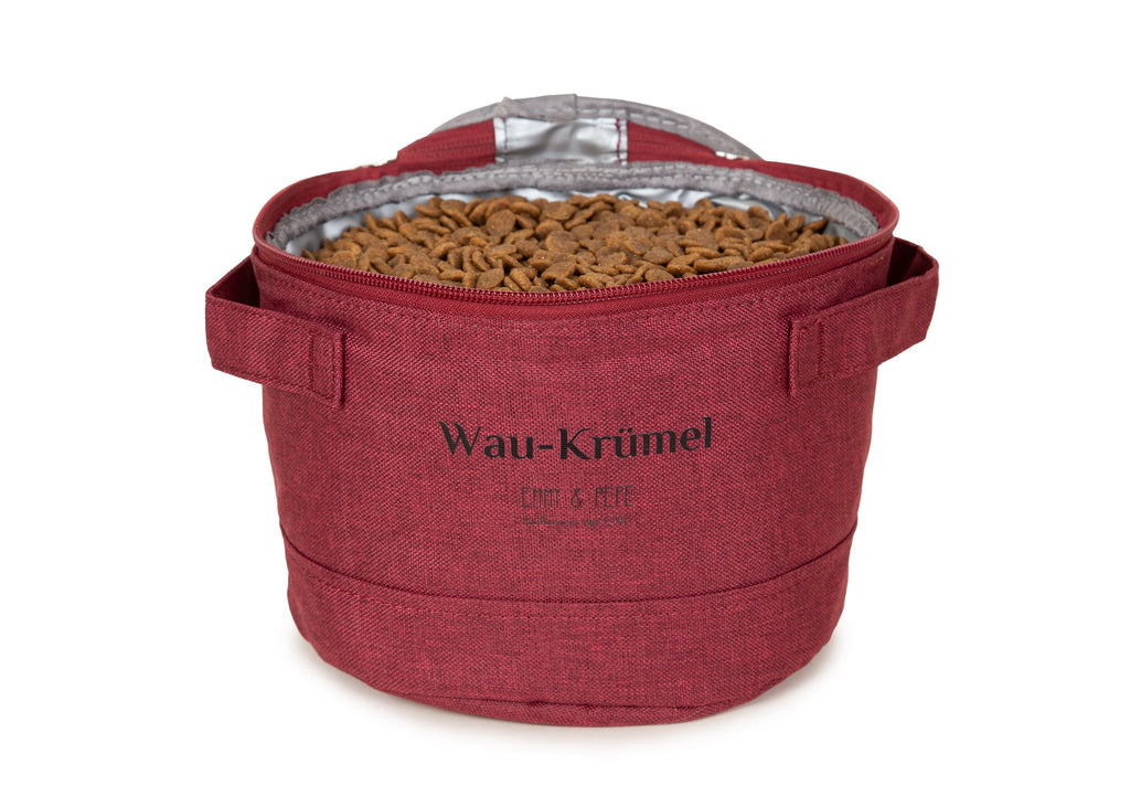 Wau-Krümel kleiner  Futtersack in Bordeaux - mit bis zu 3 Litern Fassungsvermögen