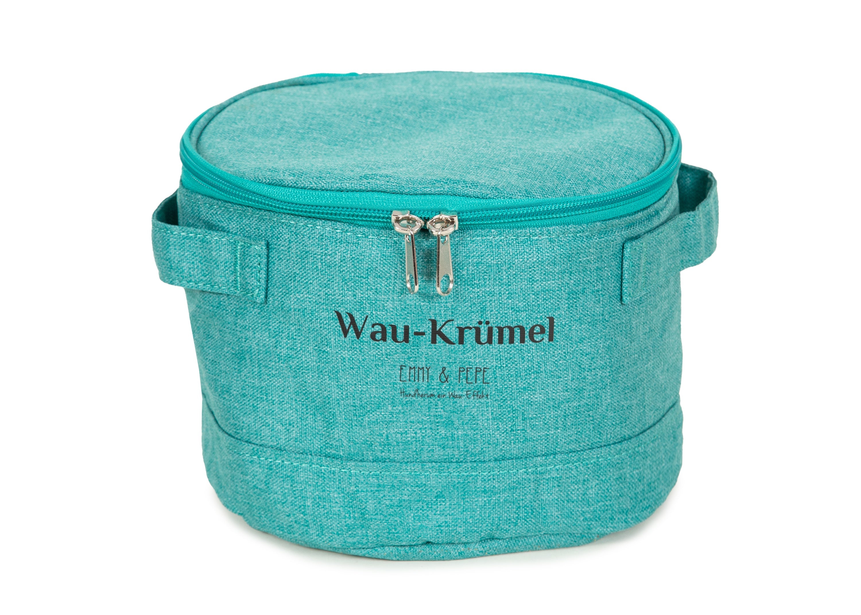 Wau-Krümel Futtersack in Petrol zum Aufbewahren von Hundefutter und Leckerlis