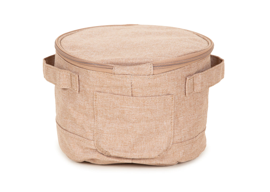 Wau-Krümel Futtersack, Modell Taupe - hygienische Aufbewahrung für Leckerlis und Kauartikel 