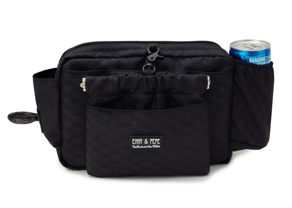 Wau-Pack große Gassitasche, Modell  Fröhliches Schwarz, Gurtlänge  S (60-85cm),M (80-110cm),L (100-145cm) - bei jedem Spaziergang alles dabei