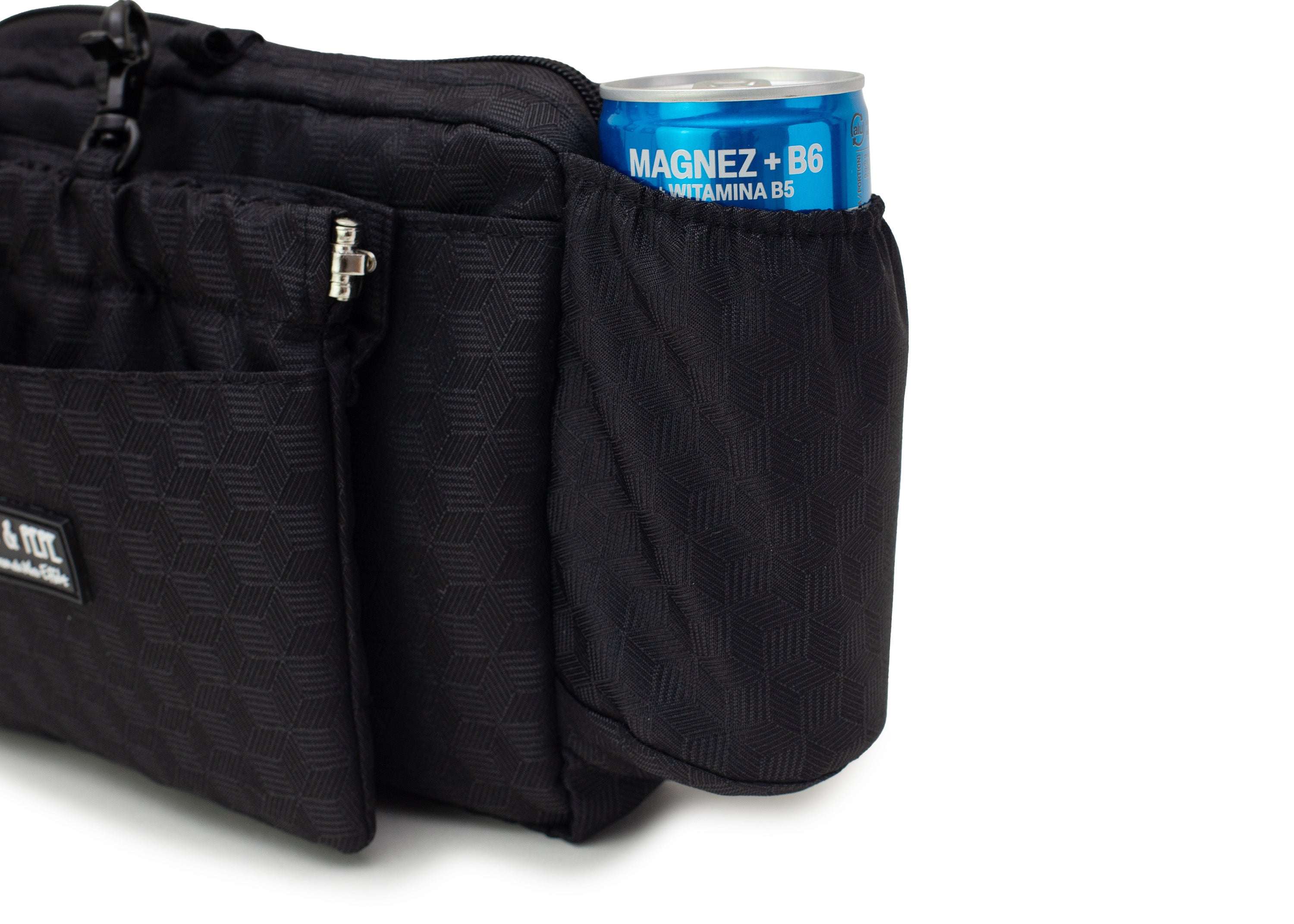 Wau-Pack große Gassitasche, Modell  Fröhliches Schwarz - mit Getränkehalterung