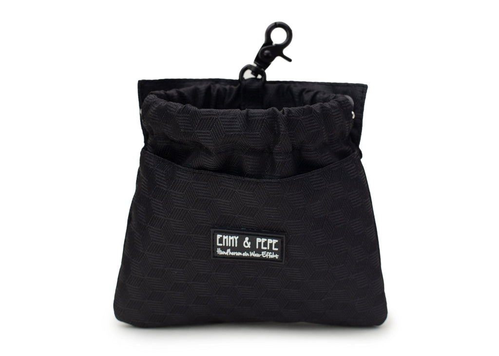 Wau-Pack große Gassitasche, Modell  Fröhliches Schwarz - abnehmbarer Leckerlibeutel