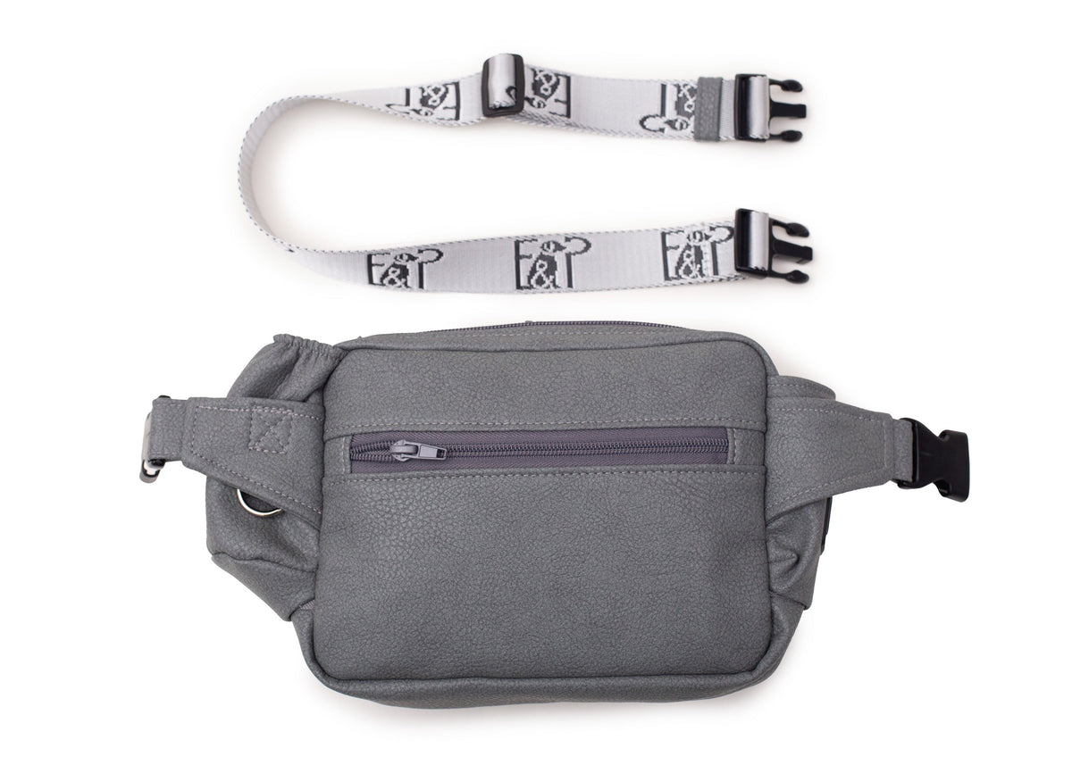 Wau-Pack große Gassitasche, Modell Kunstleder Dark Grey, dunkelgrau - mit vielen Fächern für jeden Spaziergang, mit vielen verschiedenen Fächern