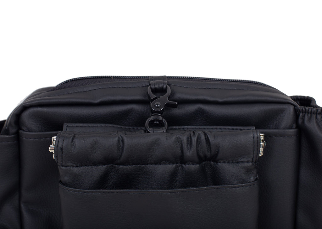 Wau-Pack große Gassitasche, Modell  Kunstleder Hans, schwarz - mit abnehmbarer Leckerlitasche