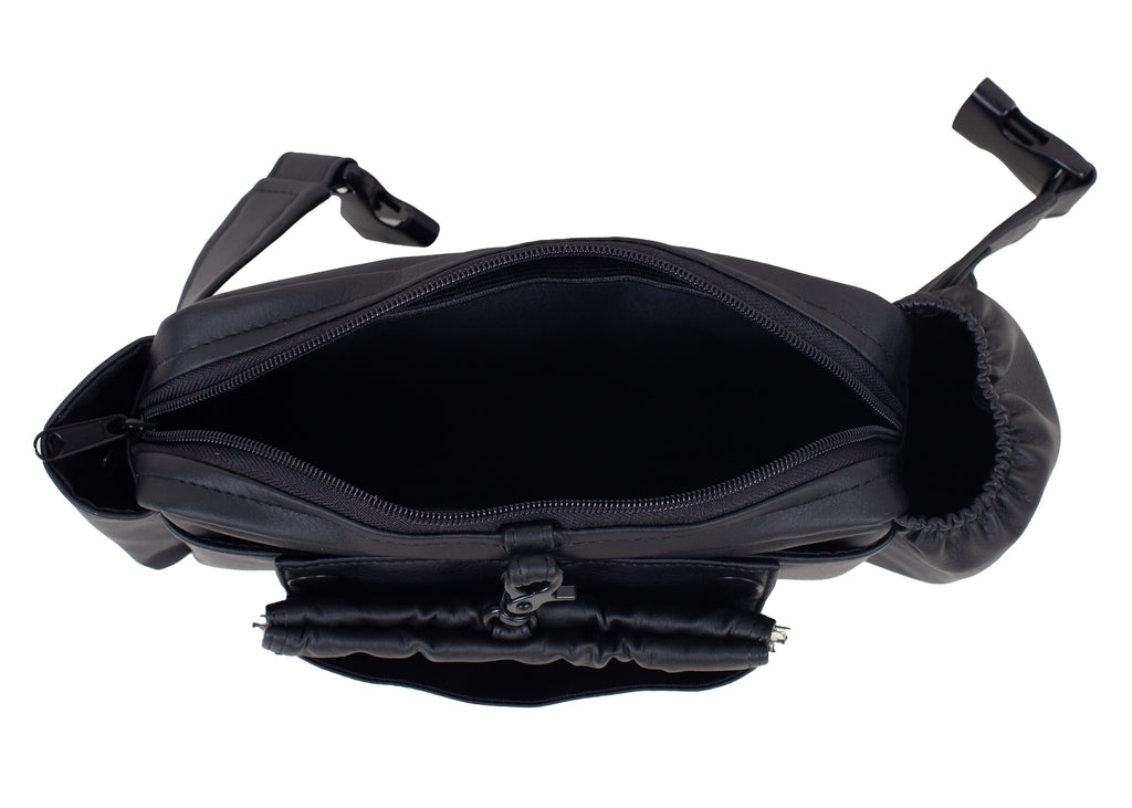 Wau-Pack große Gassitasche, Modell  Kunstleder Hans, schwarz - mit großem Innenfach