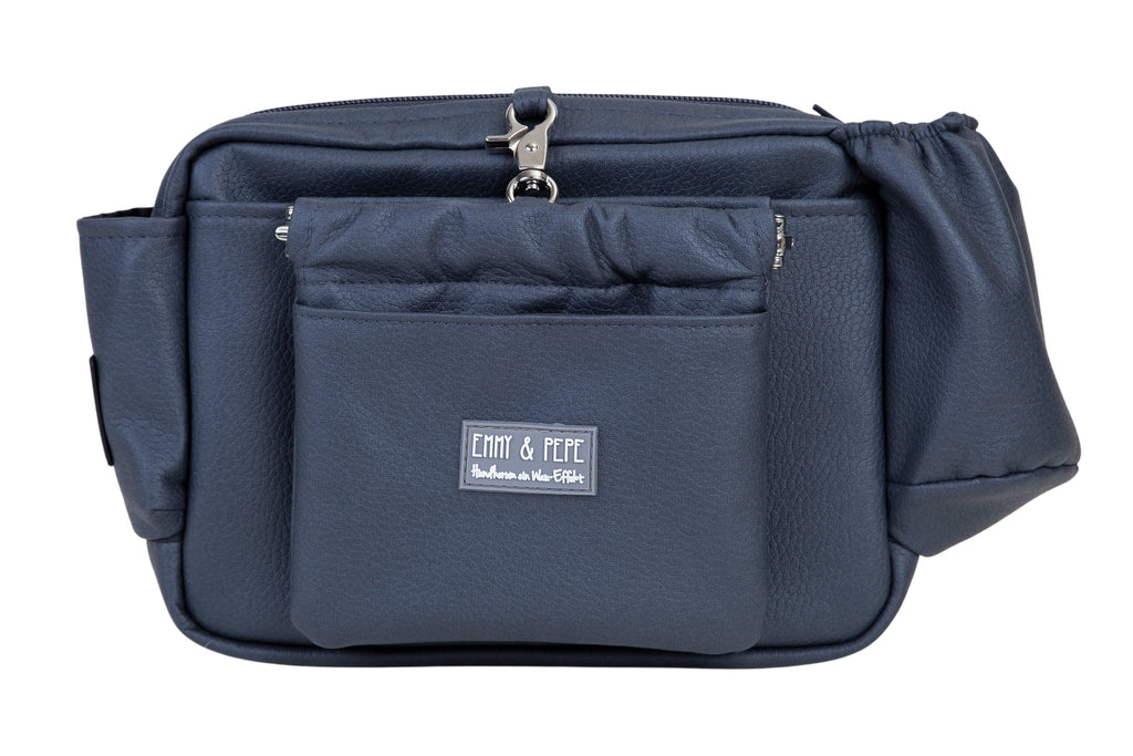 Wau-Pack große Gassitasche, Modell  Kunstleder Midnight, Gurtlänge S (60-85cm),M (80-110cm),L (100-145cm) - bei jedem Spaziergang alles dabei