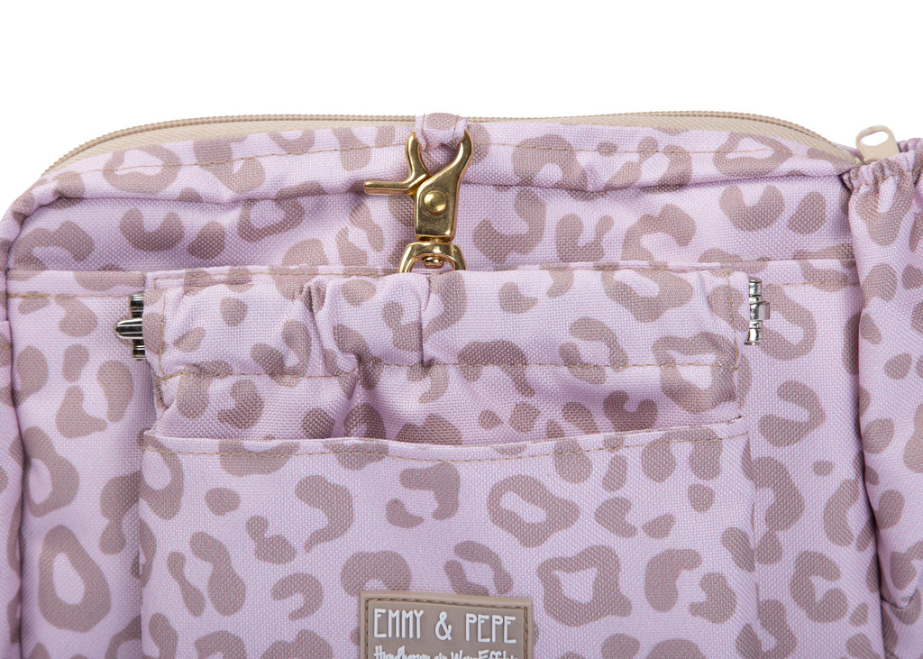 Wau-Pack große Gassitasche, Modell Leo Creme, moderne Leomuster - mit abnehmbarer Leckerlitasche