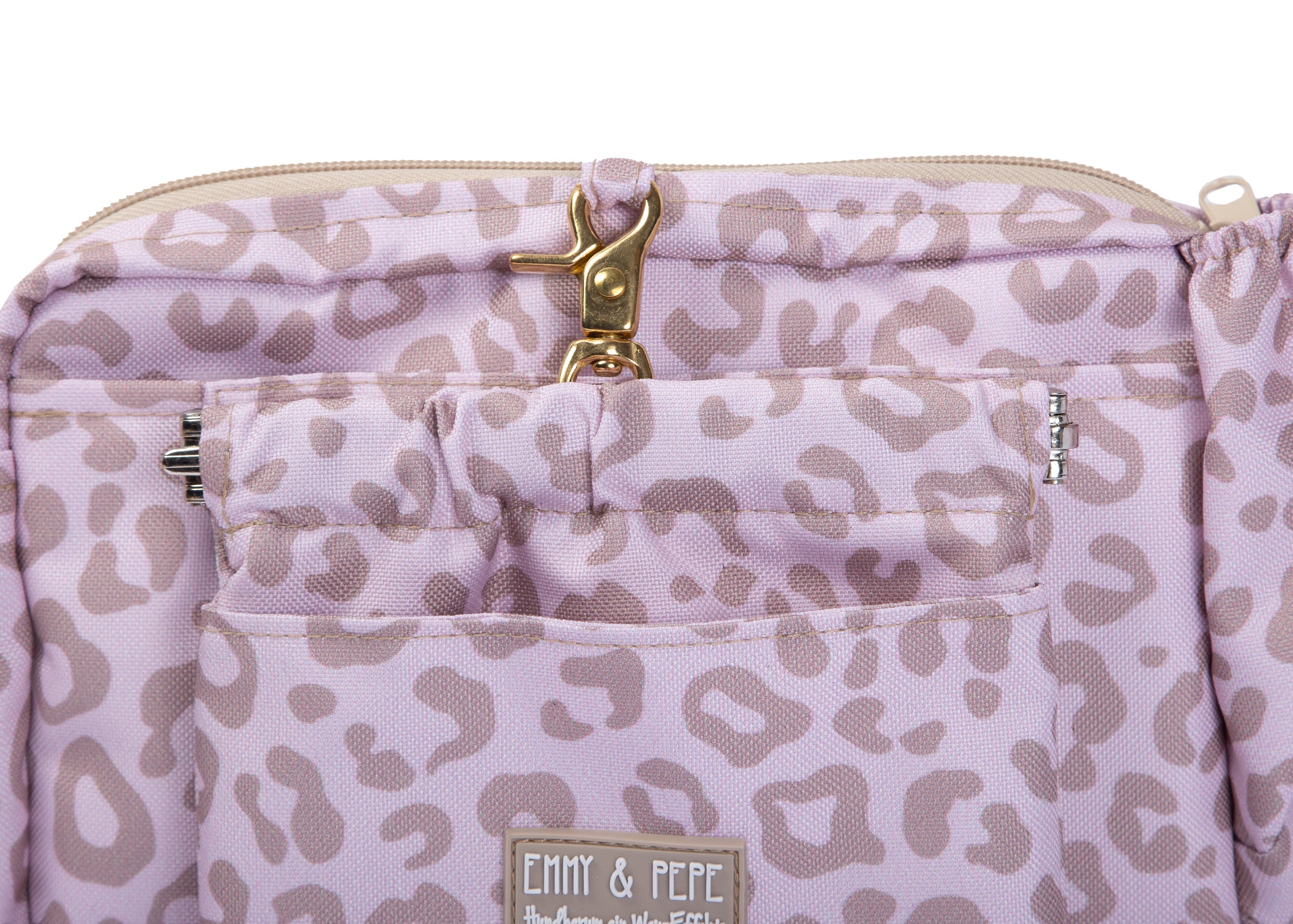 Wau-Pack große Gassitasche, Modell Leo Creme, moderne Leomuster - mit abnehmbarer Leckerlitasche