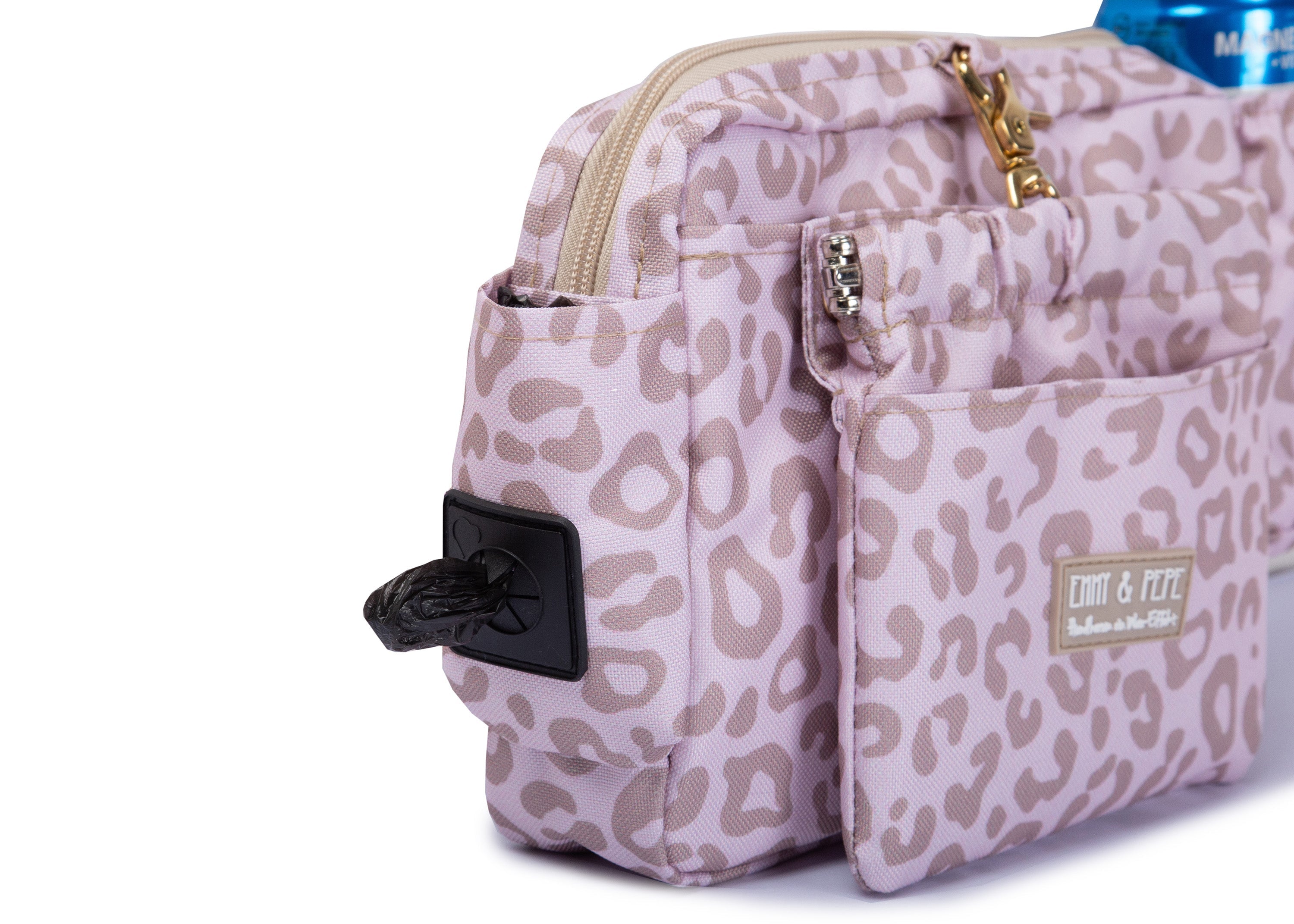 Wau-Pack große Gassitasche, Modell Leo Creme, moderne Leomuster - inklusive Kotbeutelspender