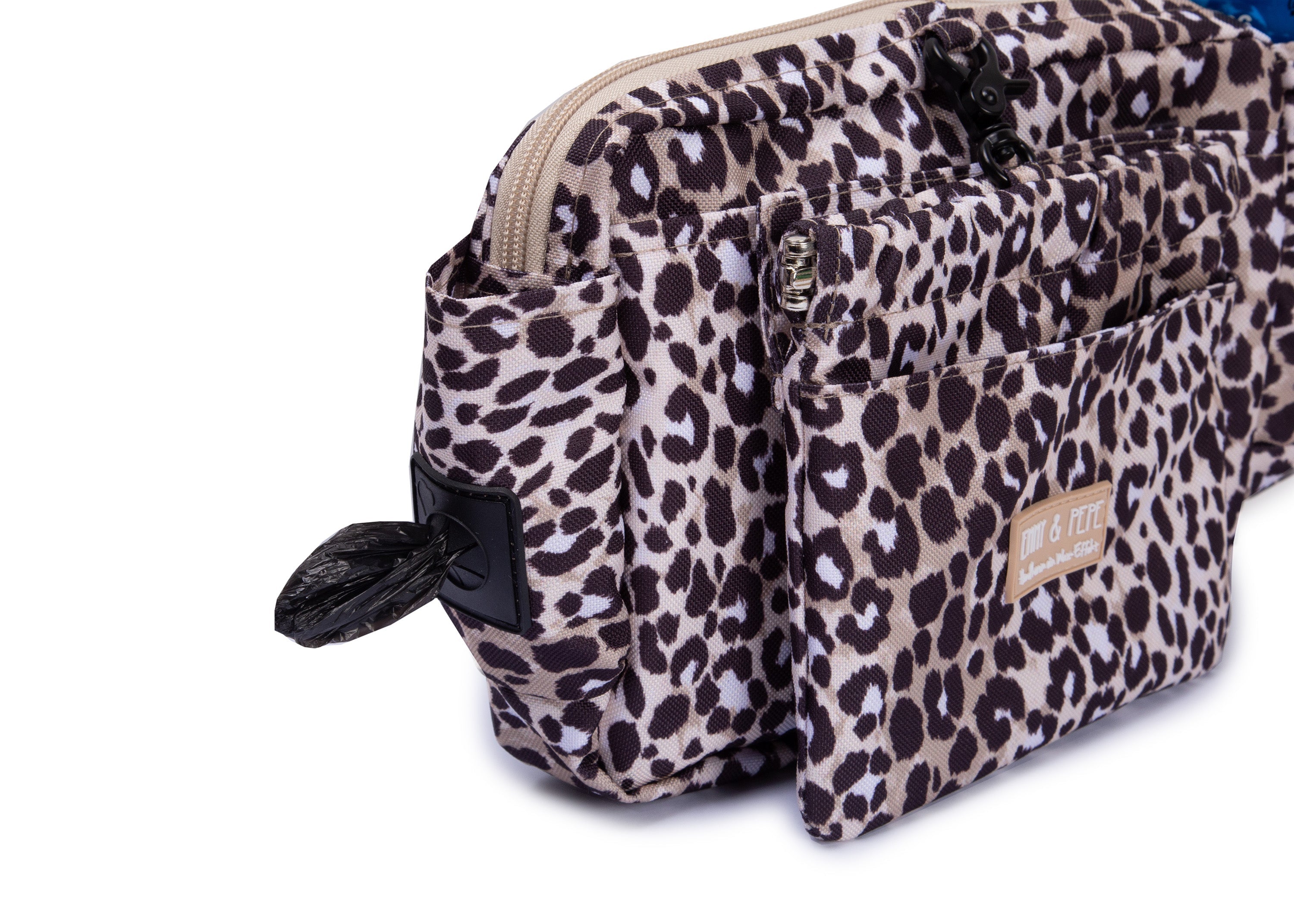 Wau-Pack große Gassitasche, Modell  Leo Dark, dunkles Leopardenmuster - mit Kotbeutelspender