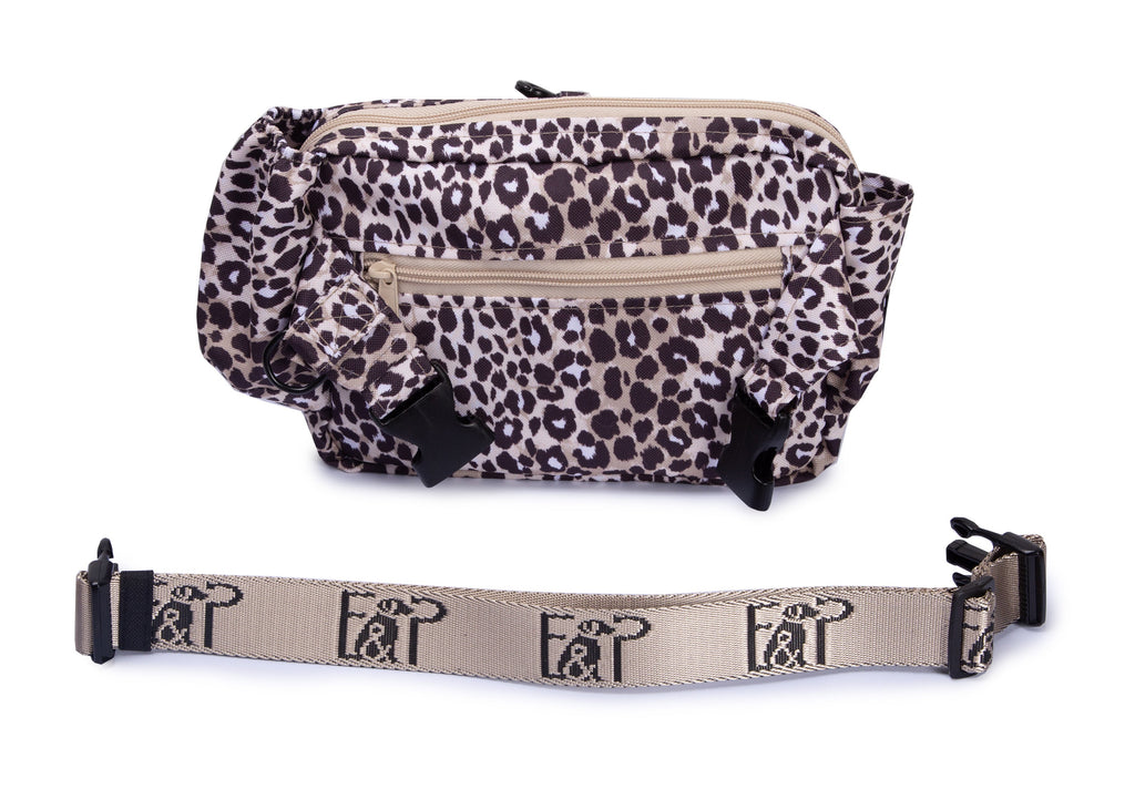 Wau-Pack große Gassitasche, Modell  Leo Dark, dunkles Leopardenmuster - verschiedene Gurtlängen verfügbar