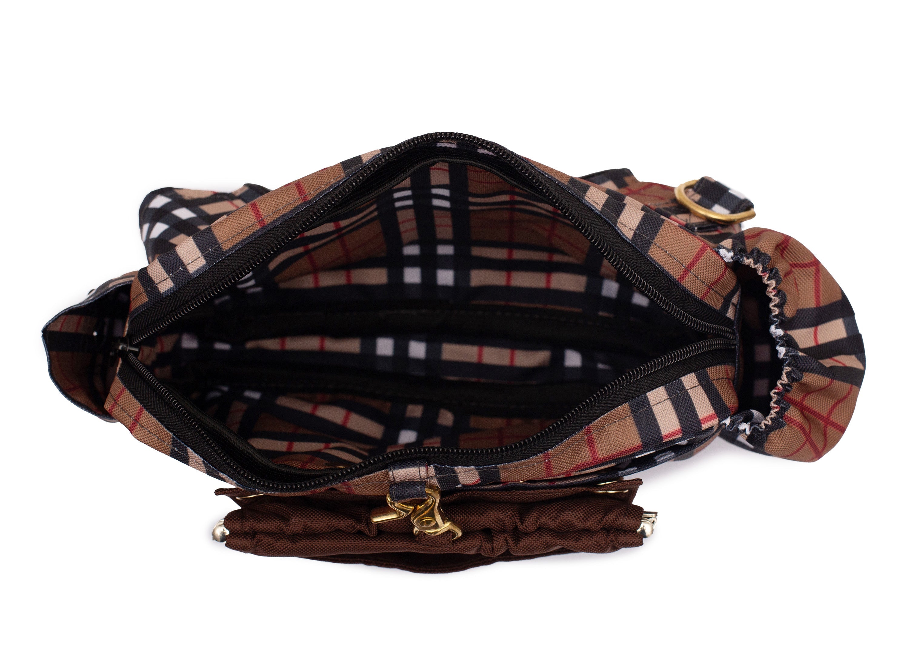 Wau-Pack große Gassitasche, Modell Sherlock, modisches Karomuster - großes Innenfach mit viel Platz für Geldbeutel, Handy und mehr