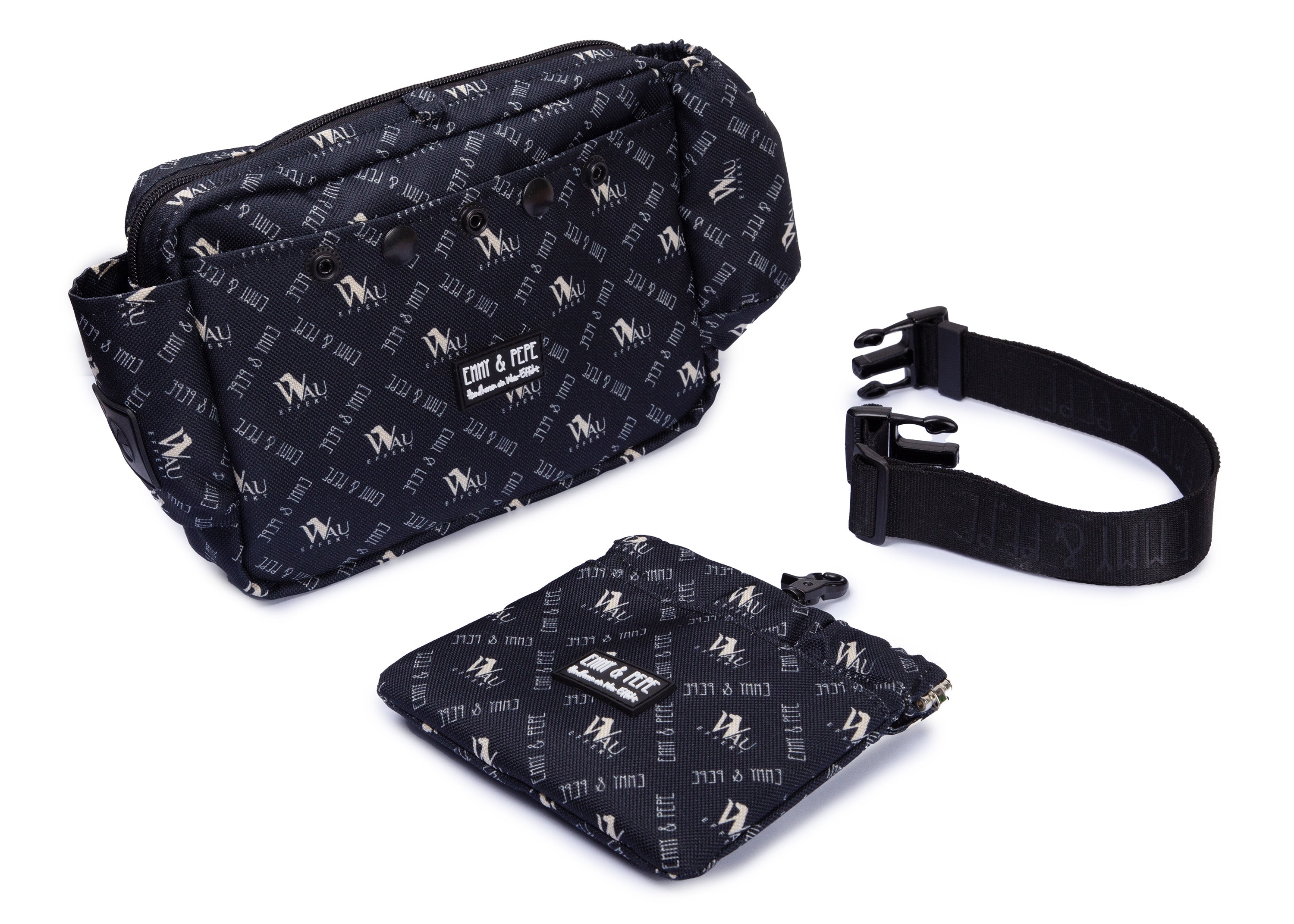 Wau-Pack große Gassitasche, Modell  "Wau-Effekt" Black, schwarz mit kleinen Logos, 