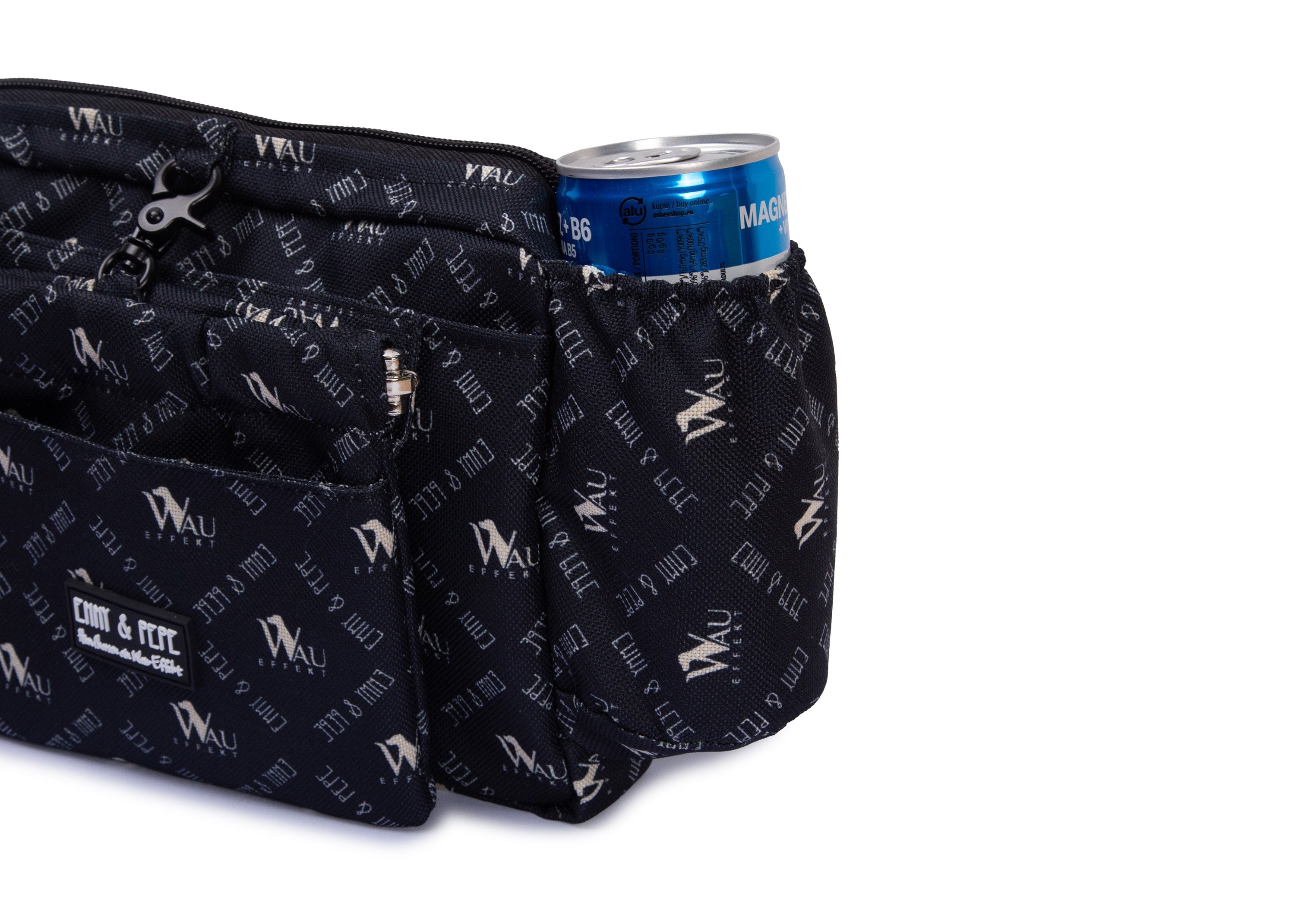 Wau-Pack große Gassitasche, Modell "Wau-Effekt" Black, mit praktischer Getränkehalterung