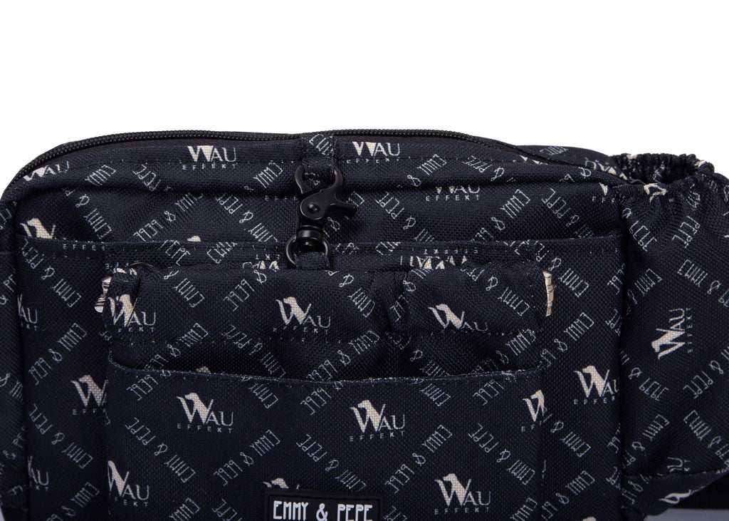 Wau-Pack große Gassitasche "Wau-Effekt" schwarz mit kleinen Logos 