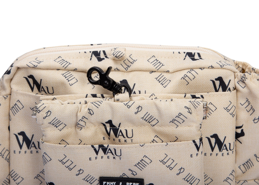 Wau-Pack große Gassitasche, Modell "Wau-Effekt" Creme - mit abnehmbarer Leckerlitasche