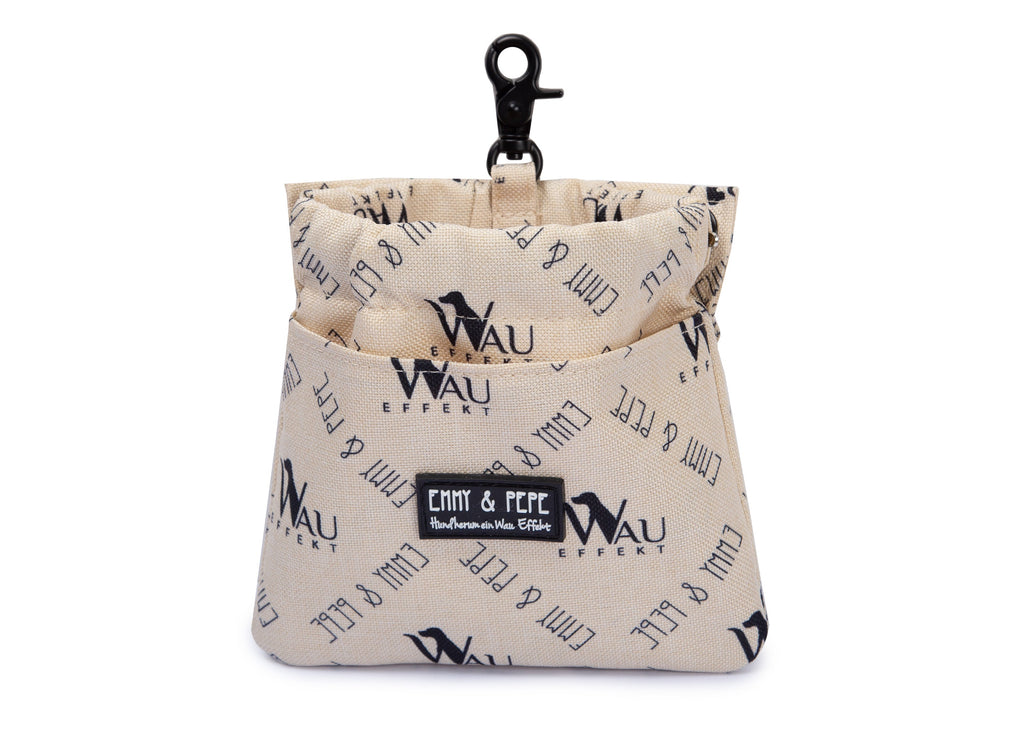 Wau-Pack große Gassitasche, Modell "Wau-Effekt" Creme - mit abnehmbarer Leckerlitasche