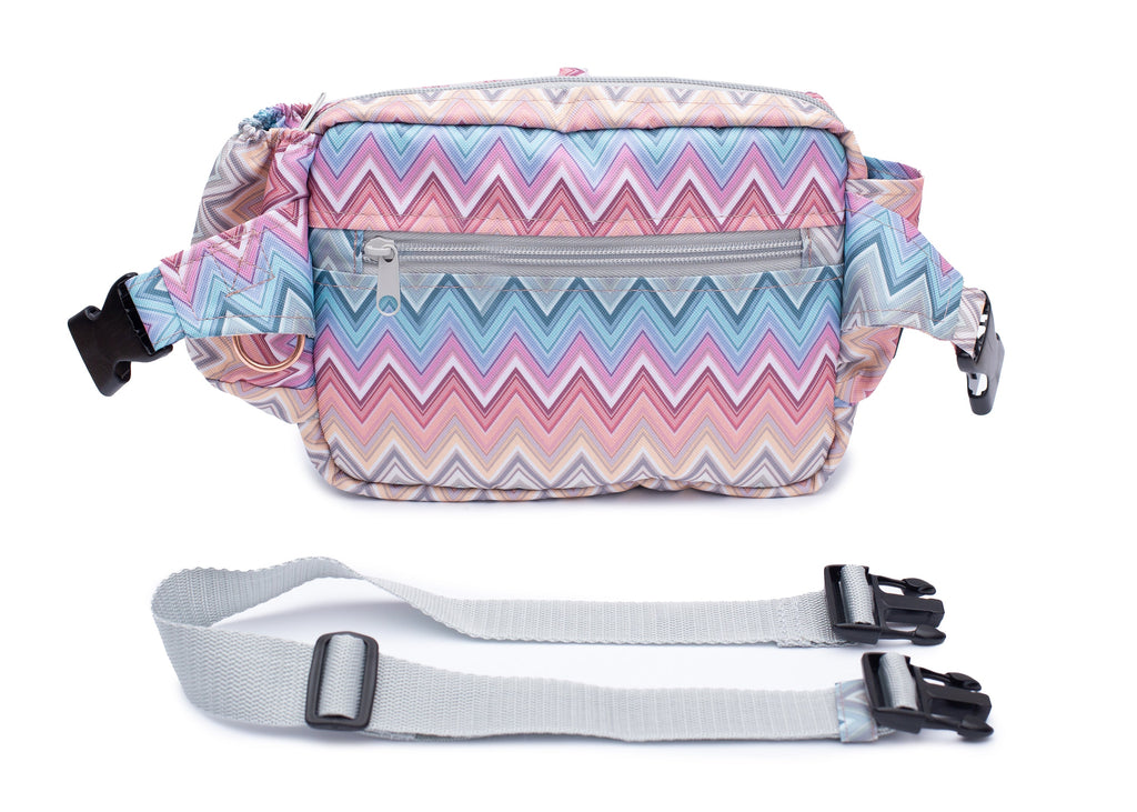 Wau-Pack große Gassitasche, Modell  Waussoni, sanfte Pastelltöne in modischem Zick-Zack-Muster