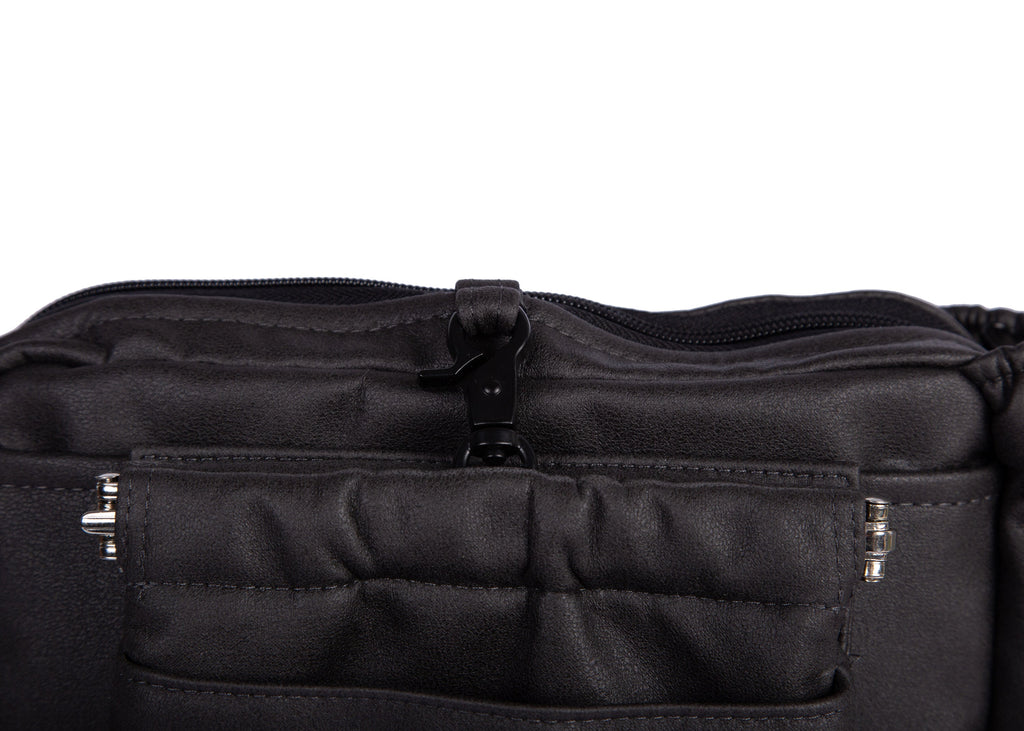 Wau-Pack große Gassitasche, Modell Wildleder Anthrazit - mit abnehmbarer Leckerlitasche