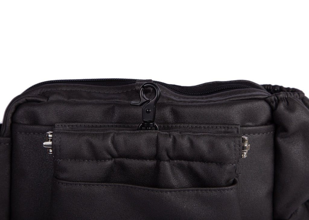 Wau-Pack große Gassitasche, Modell Wildleder Anthrazit - mit abnehmbarer Leckerlitasche