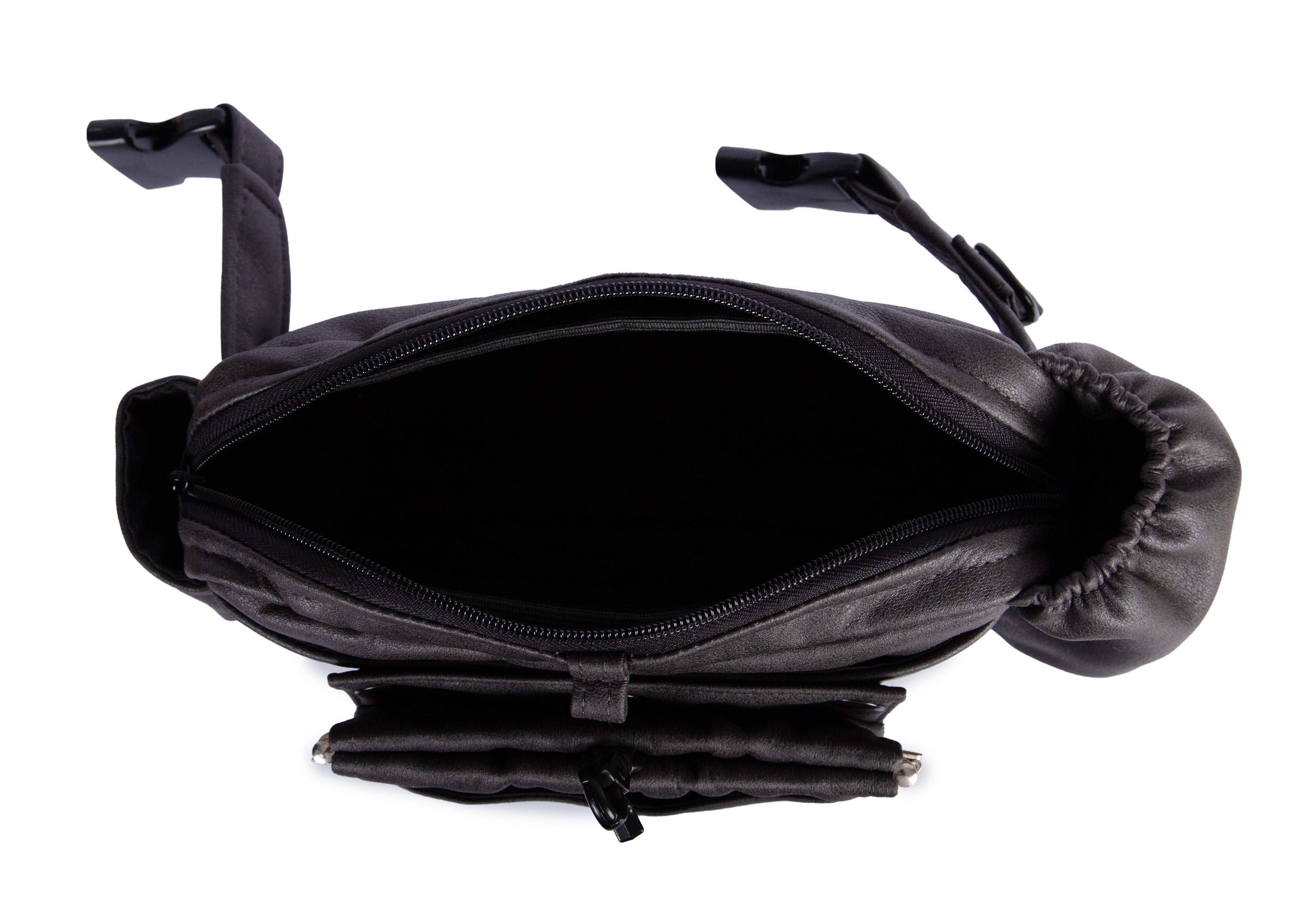 Wau-Pack große Gassitasche, Modell Wildleder Anthrazit - großes Innenfach mit viel Platz für Geldbeutel, Handy und mehr