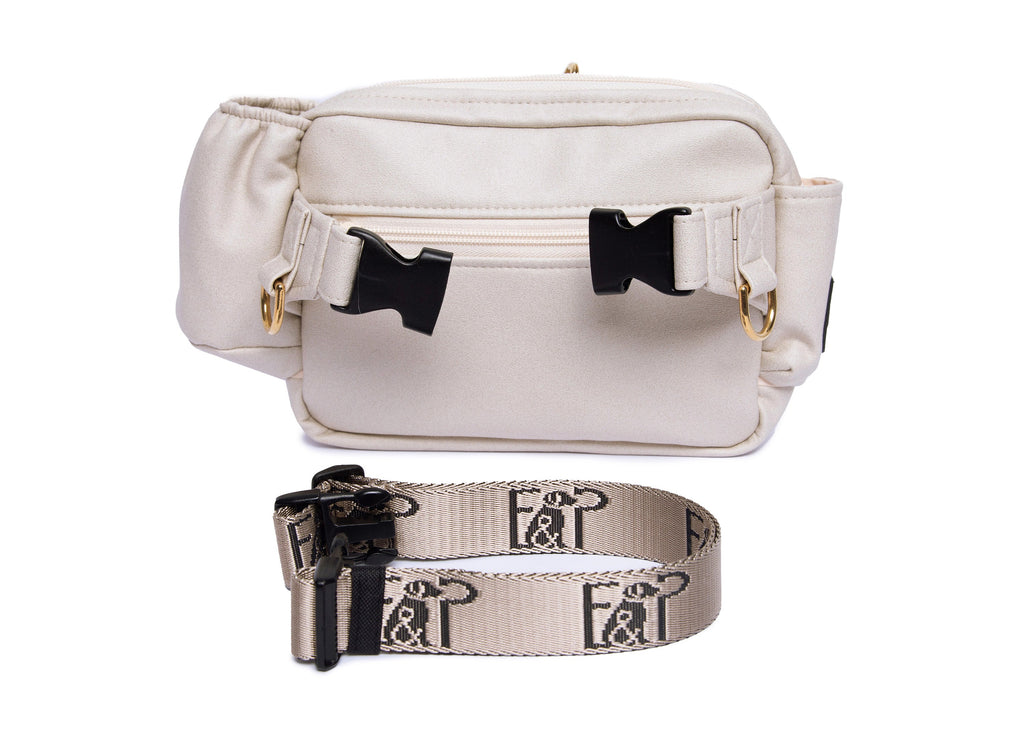 Wau-Pack große Gassitasche, Modell  Wildleder Creme, verschiedene Gurtlängen